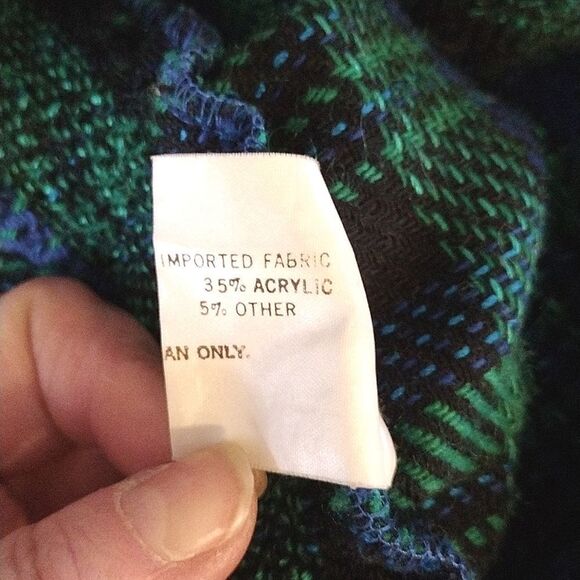 VTG Green Blue Plaid High Rise Pull On Wool Blend Midi Skirt Size 14 (*Large) - Picture 15 of 15